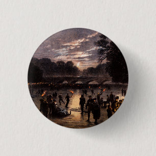 1870 Ice Skating in London 3 Cm Round Badge