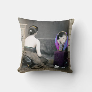 1870 Japanese Woman in Dressing Room Cushion