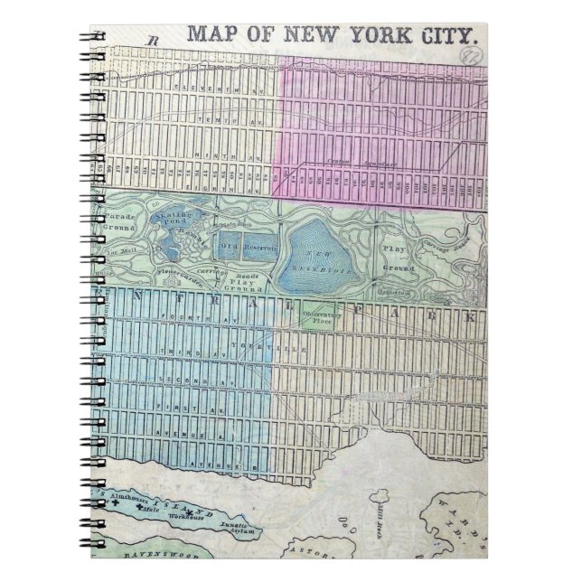 1870 Map New York City Central Park Notebook (Front)