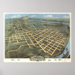 1871 Chattanooga, TN Birds Eye View Panoramic Map Poster