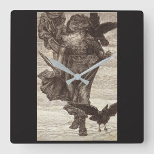 1871 Odin, Norse God of Wisdom Square Wall Clock