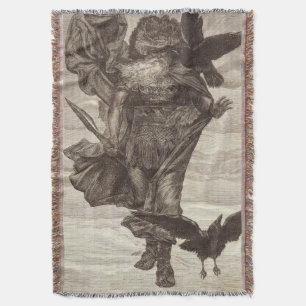 1871 Odin, Norse God of Wisdom Throw Blanket