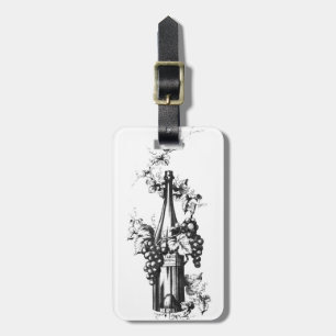 1873 Vintage Wine Bottle with Grapes and Leaves Luggage Tag