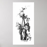 1873 Vintage Wine Bottle with Grapes and Leaves