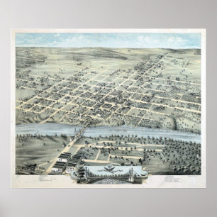 1873 Waco, TX Birds Eye View Panoramic Map Poster