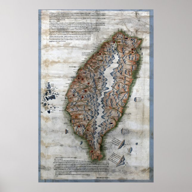 1875 Taiwan Map Print Qing Dynasty Formosa (Front)