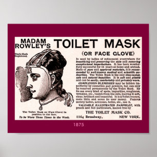 1875 Vintage Beauty Aid: Toilet Mask or Face Glove Poster