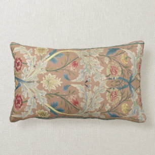 1875 Vintage William Morris Floral Embroidery Lumbar Cushion