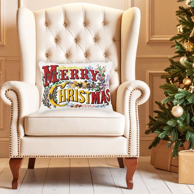 1876 Merry Christmas Colourful Decorative Cushion (Creator Uploaded)