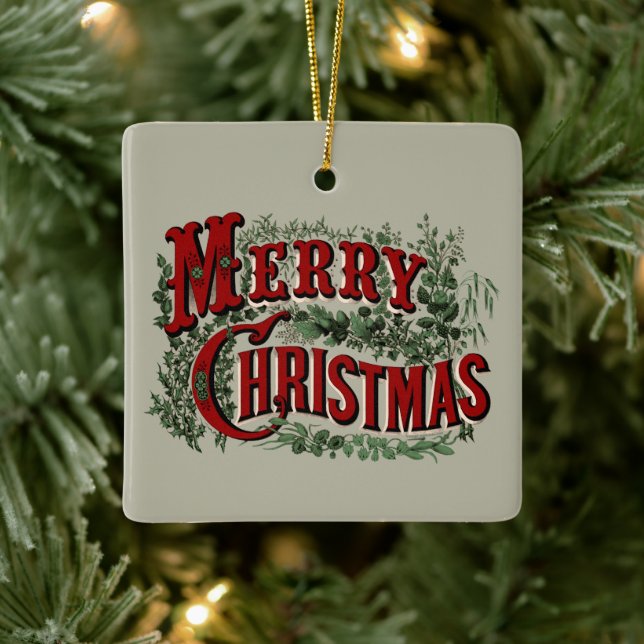 1876 Merry Christmas Double-sided Ceramic Ornament (Tree)