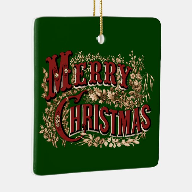 1876 Merry Christmas Double-sided Ceramic Ornament (Right)