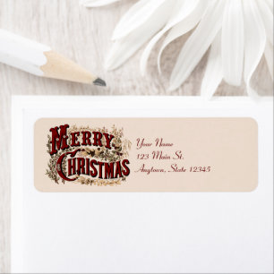 1876 Merry Christmas Return Address Label