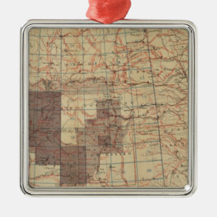 1876 Progress Map of The US Geographical Surveys Metal Ornament