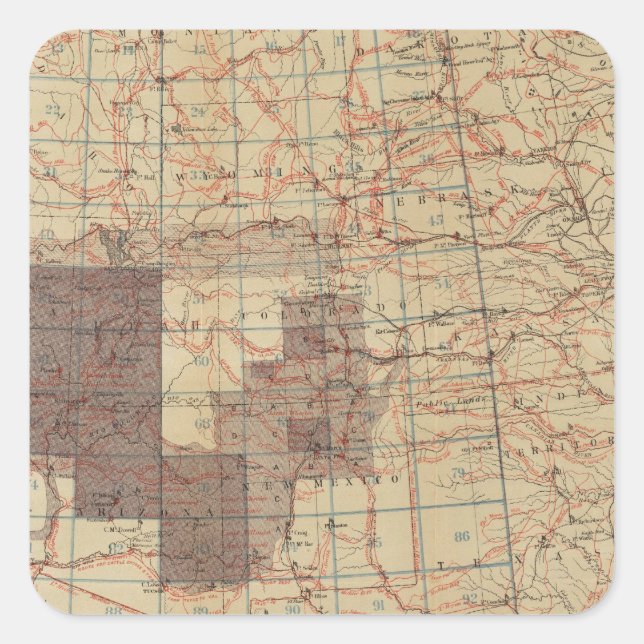 1876 Progress Map of The US Geographical Surveys Square Sticker (Front)