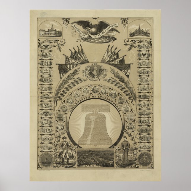 1876 Reproduction The Declaration of Independence Poster (Front)