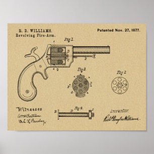 1877 Gun Revolver Patent Art Drawing Print