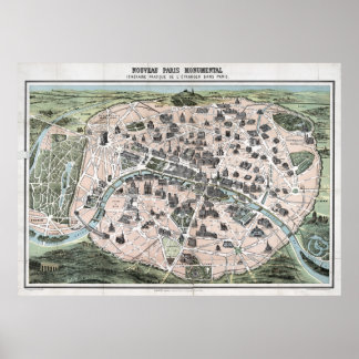 1878 Paris Map Poster