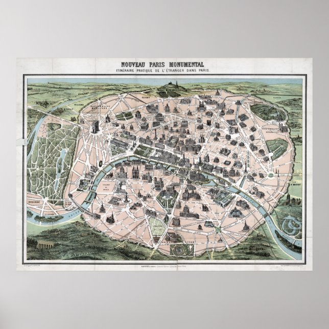 1878 Paris Map Poster (Front)