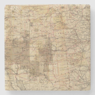 1878 Progress Map of The US Geographical Surveys 2 Stone Coaster