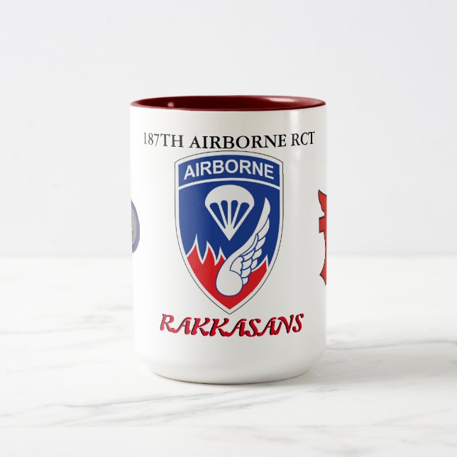 187TH AIRBORNE RCT RAKKASANS  Two-Tone COFFEE MUG (Center)