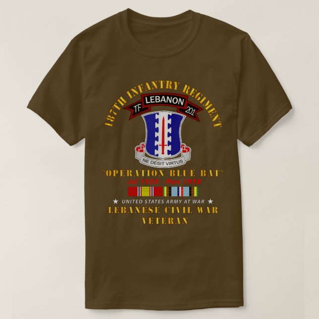 187th Infantry Regiment TF 201 Lebanon  w AFEM SVC T-Shirt (Design Front)