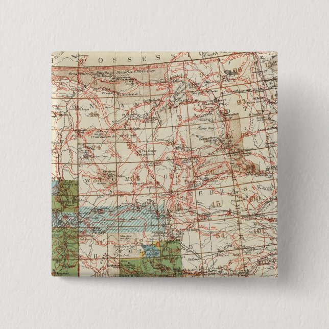 1880 Progress Map of The US Geographical Surveys 15 Cm Square Badge (Front)