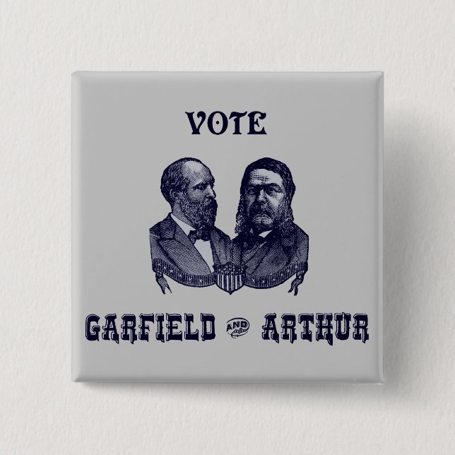 1880 Vote Garfield and Arthur, blue 15 Cm Square Badge (Front)