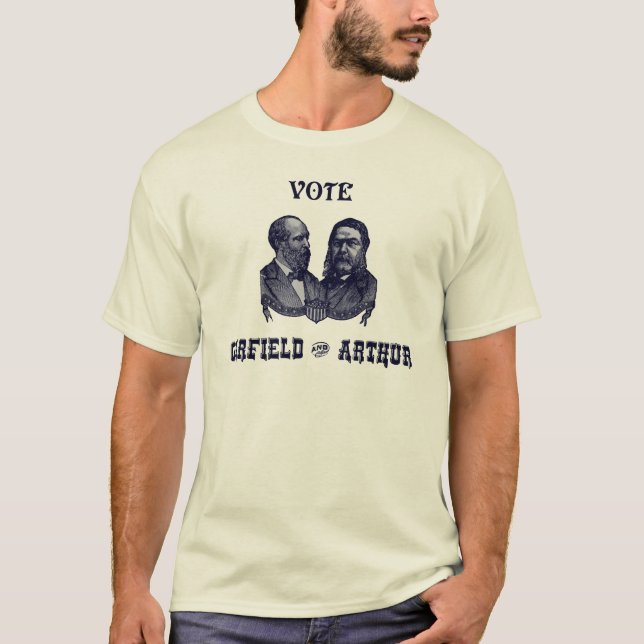 1880 Vote Garfield and Arthur, blue T-Shirt (Front)