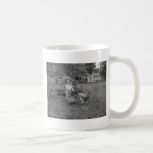 1880's Adorable Girl and Rooster Cart in Garden Coffee Mug