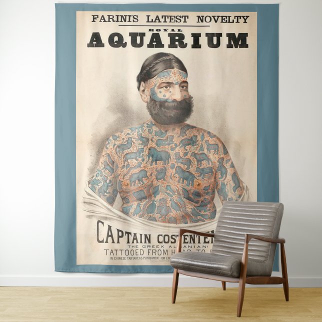 1880s Captain Costentenus tattooed man Tapestry (In Situ)