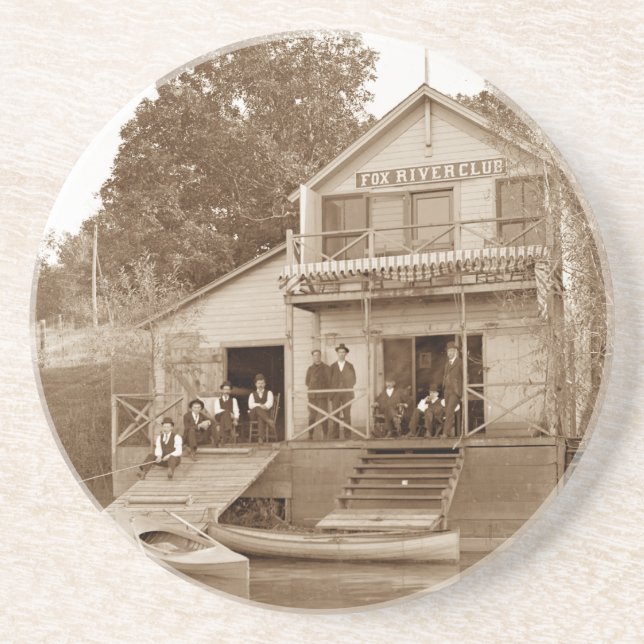 1880's Men Club Fox River Club Fishing Elgin Coaster (Front)