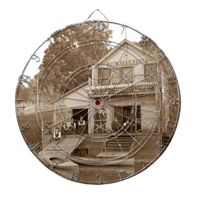 1880's Men Club Fox River Club Fishing Elgin Dartboard (Front)