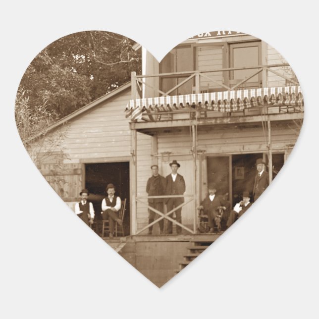 1880's Men Club Fox River Club Fishing Elgin Heart Sticker (Front)