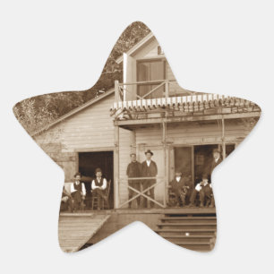 1880's Men Club Fox River Club Fishing Elgin Star Sticker