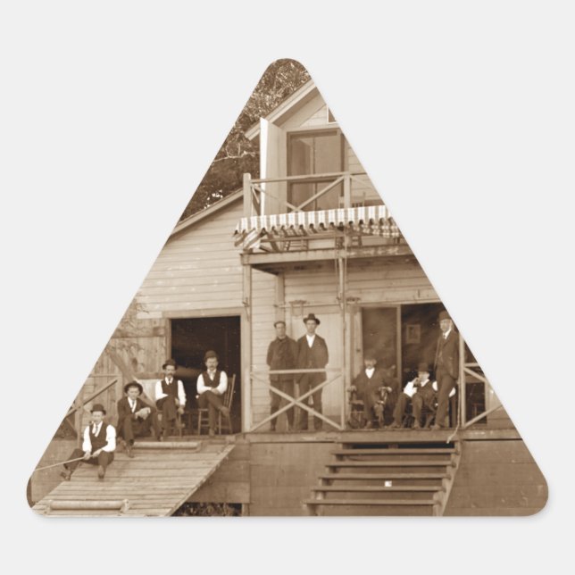 1880's Men Club Fox River Club Fishing Elgin Triangle Sticker (Front)