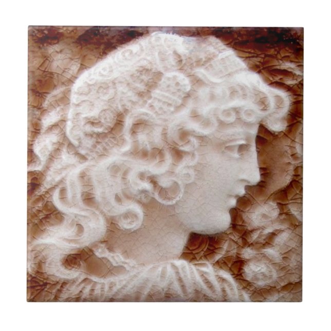 1880s Repro Providential Woman's Portrait Ceramic Tile (Front)