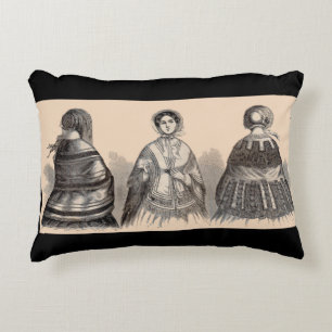 1880s Victorian shawls fashion print Decorative Cushion