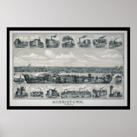 1881 Aerial Map Norristown PA Pennsylvania Poster