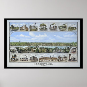 1881 Aerial Map Norristown PA Pennsylvania Poster
