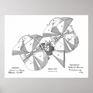 1882 Flying Machine Aeroplane Art Drawing Print
