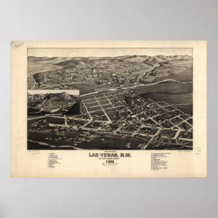 1882 Las Vegas, NM Birds Eye View Panoramic Map Poster