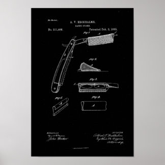 1885 Barber Razor Guard Antique Patent Artwork Poster