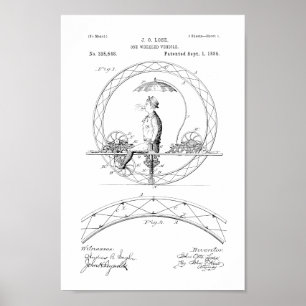 1885 Vintage One Wheeled Bike Patent Print