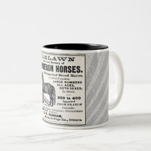 1886 AD FOR PERCHERON HORSES  Two-Tone COFFEE MUG