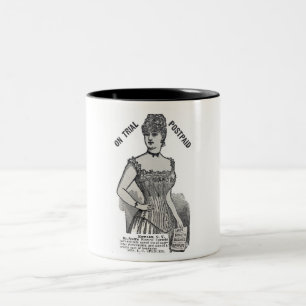 1886 CORSET ADVERTISING Two-Tone COFFEE MUG