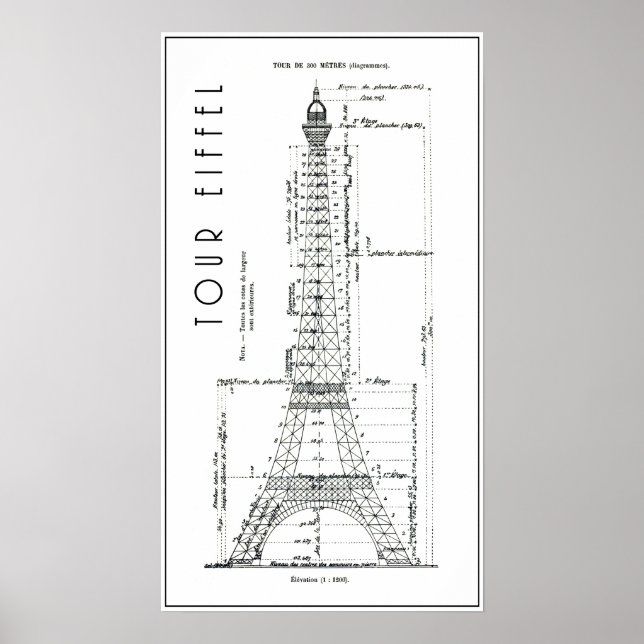 1886 EIFFEL TOWER ENGINEERS PLAN POSTER (Front)