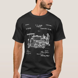 1886 Locomotive Steam Train Patent Blueprint T-Shirt