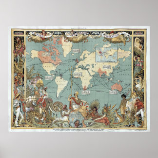 1886 Map of the World - British Empire Poster