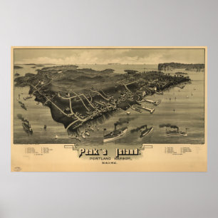 1886 Peak's Island Portland, ME Panoramic Map Poster