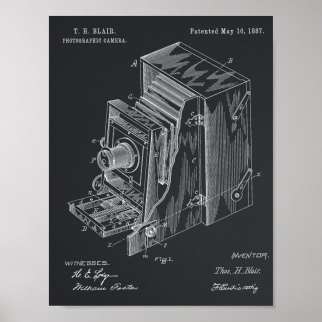 1887 Camera Patent Art Drawing Print (Front)
